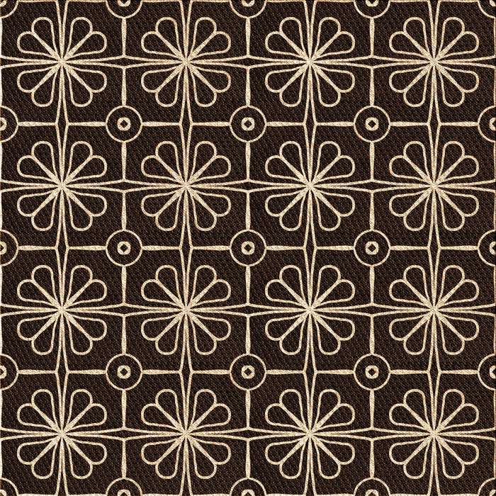 Round Patterned Black Brown Rug, pat2985org