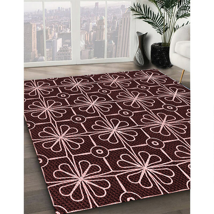 Machine Washable Transitional Chocolate Brown Rug in a Family Room, wshpat2985rd
