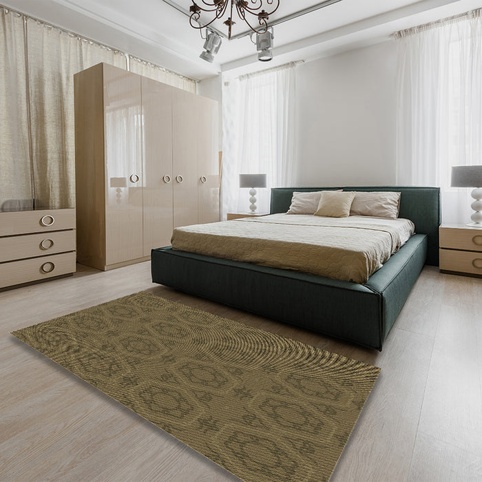 Patterned Sepia Brown Rug in a Bedroom, pat2986brn