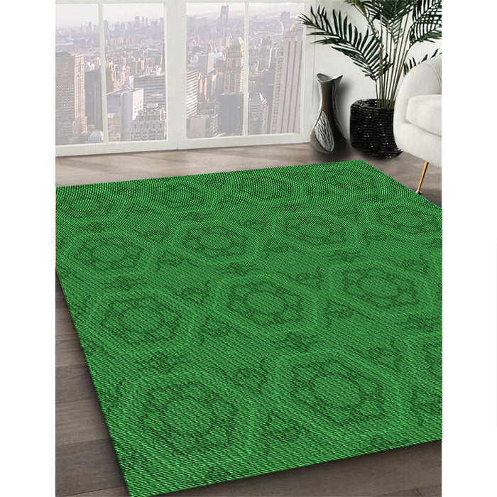 Patterned Green Rug in Family Room, pat2986grn
