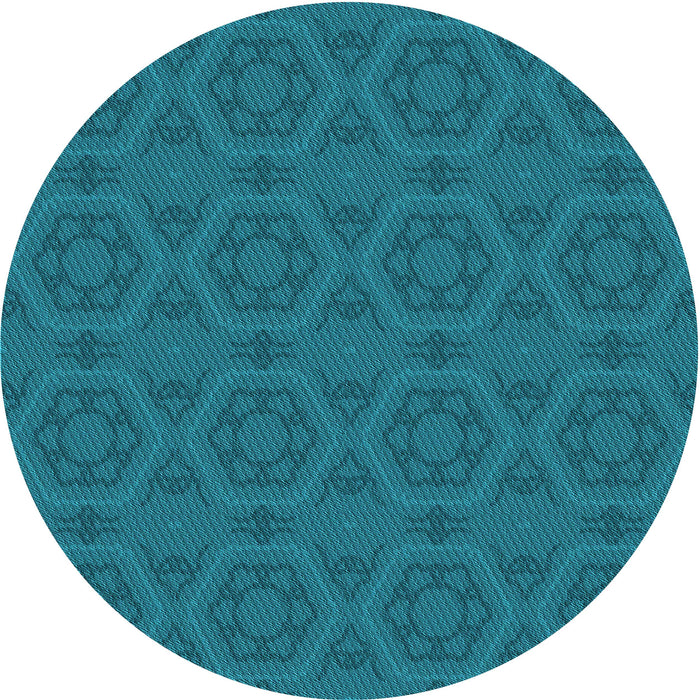 Square Patterned Dark Turquoise Green Rug, pat2986lblu