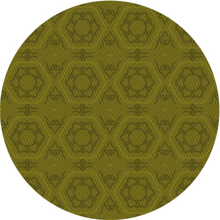 Square Patterned Dark Yellow Green Rug, pat2986yw