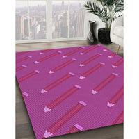 Patterned Deep Pink Rug, pat2987pur