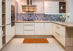 Patterned Neon Orange Rug in a Kitchen, pat2987yw