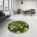 Round Patterned Pistachio Green Rug in a Office, pat2988brn