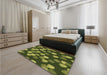 Patterned Pistachio Green Rug in a Bedroom, pat2988brn