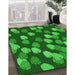 Patterned DarkGreen Rug in Family Room, pat2988grn