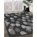 Patterned Charcoal Black Rug in Family Room, pat2988gry