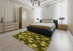 Patterned Milk Chocolate Brown Rug in a Bedroom, pat2988org