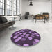 Round Patterned Plum Purple Rug in a Office, pat2988pur