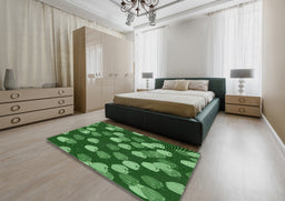 Patterned Dark Green Novelty Rug in a Bedroom, pat2988