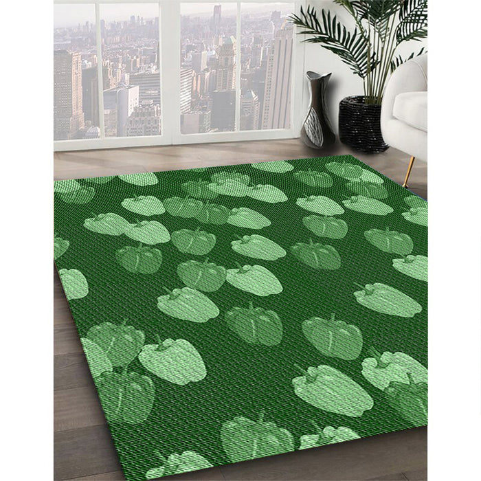 Machine Washable Transitional DarkGreen Rug in a Family Room, wshpat2988
