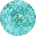 Square Machine Washable Transitional Turquoise Green Rug in a Living Room, wshpat2989lblu