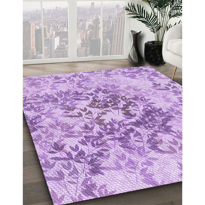 Patterned Purple Rug in Family Room, pat2989pur