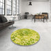 Round Patterned Pistachio Green Rug in a Office, pat2989yw