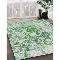 Patterned Forest Green Novelty Rug in Family Room, pat2989