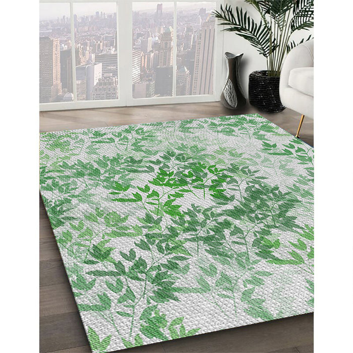 Patterned Forest Green Novelty Rug in Family Room, pat2989