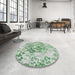 Round Patterned Forest Green Novelty Rug in a Office, pat2989