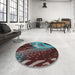 Round Machine Washable Transitional Dark Scarlet Red Rug in a Office, wshpat298