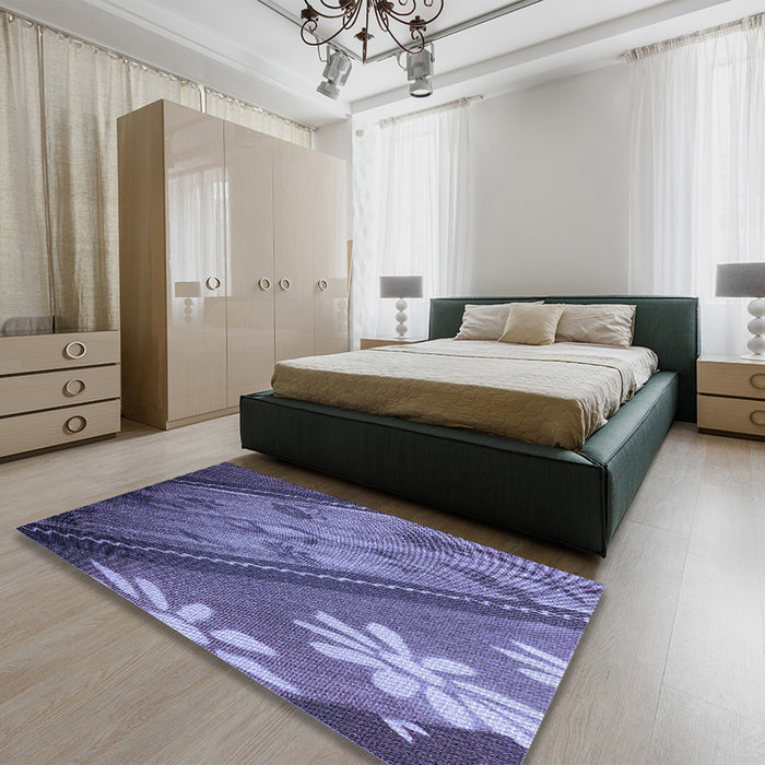 Patterned Purple Rug in a Bedroom, pat299blu