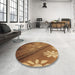 Round Patterned Red Brown Rug in a Office, pat299brn