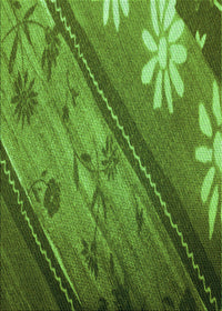 Machine Washable Transitional Green Rug, wshpat299grn