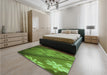 Patterned Green Rug in a Bedroom, pat299grn