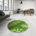Round Patterned Green Rug in a Office, pat299grn