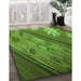 Machine Washable Transitional Green Rug in a Family Room, wshpat299grn