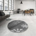 Round Patterned Gunmetal Gray Rug in a Office, pat299gry