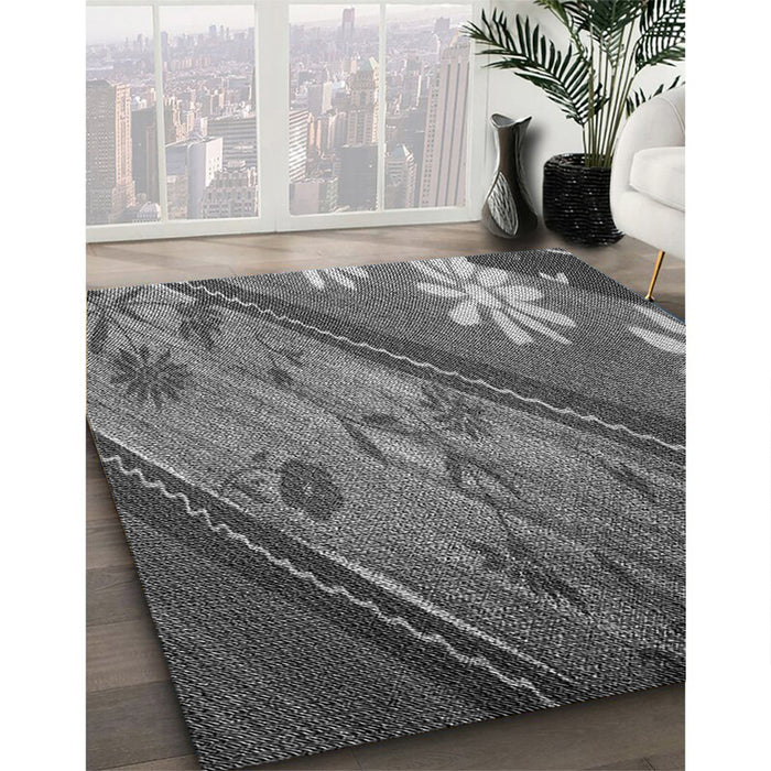 Patterned Gunmetal Gray Rug in Family Room, pat299gry