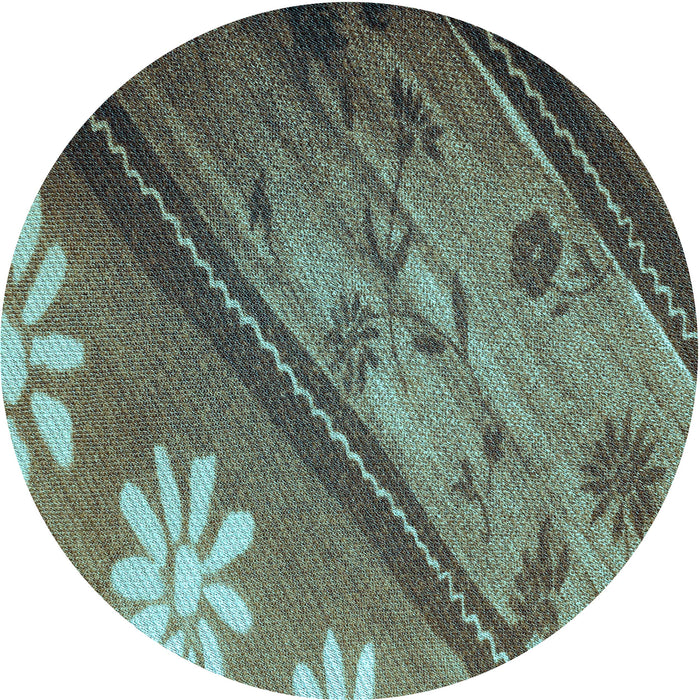 Square Patterned Cadet Blue Green Rug, pat299lblu