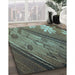 Patterned Cadet Blue Green Rug in Family Room, pat299lblu