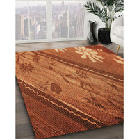 Patterned Tomato Red Rug, pat299org