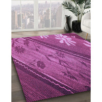 Patterned Medium Violet Red Pink Rug, pat299pur