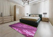Patterned Medium Violet Red Pink Rug in a Bedroom, pat299pur