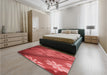 Patterned Red Rug in a Bedroom, pat299rd