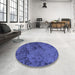 Round Patterned Sapphire Blue Rug in a Office, pat2990blu