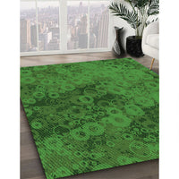 Patterned Deep Emerald Green Rug, pat2990grn