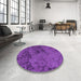 Round Patterned Bright Purple Rug in a Office, pat2990pur