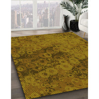 Patterned Dark Bronze Brown Rug, pat2990yw