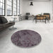 Round Patterned Black Novelty Rug in a Office, pat2990