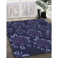 Patterned Night Blue Rug, pat2991blu