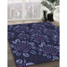 Patterned Night Blue Rug in Family Room, pat2991blu