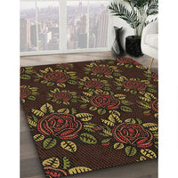 Patterned Saddle Brown Rug, pat2991brn