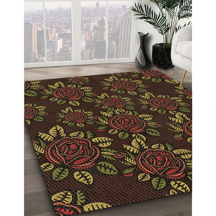 Patterned Saddle Brown Rug in Family Room, pat2991brn