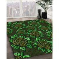 Patterned Black Rug, pat2991grn