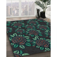 Patterned Midnight Gray Rug, pat2991lblu
