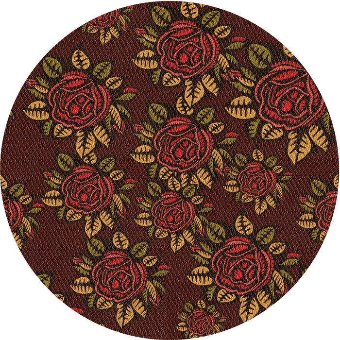 Square Patterned Mahogany Brown Rug, pat2991org