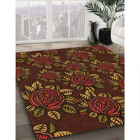 Patterned Mahogany Brown Rug, pat2991org